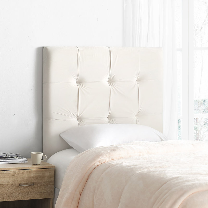 DormCo Mo' Classic College Headboard With Legs Plush Velvet White